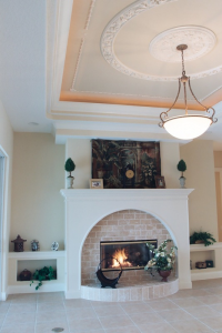 Fireplace with tole and crescent accent
