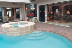 In-ground Circular Pool with Hot tub